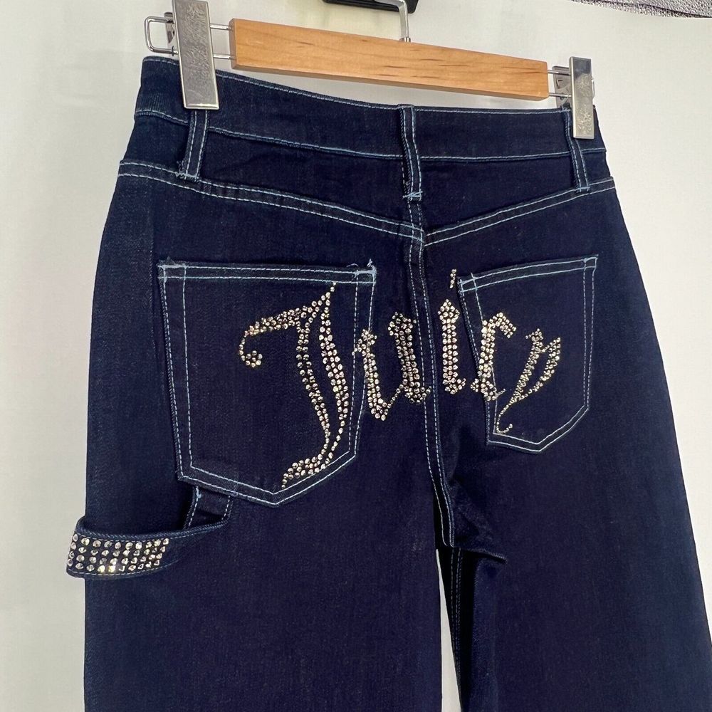 Juicy Couture Jeans Women 3/26 Blue Abbot Stone Hammerloop Rinse Wide Leg JC643 - Picture 3 of 12